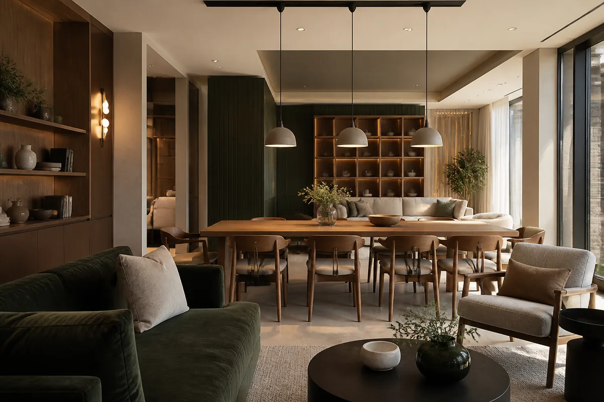 A welcoming shared residential lounge